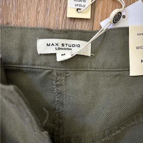 Max Studio Wide Leg Pants Mid Rise Full Length Size Medium Olive‎ Green - Picture 7 of 12